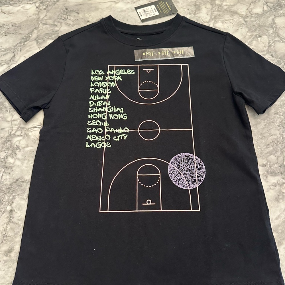 Black Graphic T-Shirt with City Names